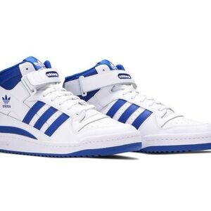 Adidas Forum Mens Mid-Top Sneakers - White and Royal Blue